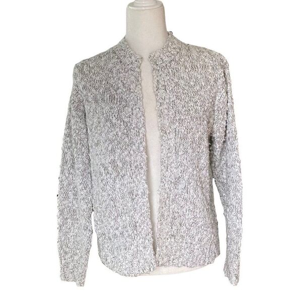 Northern Isles White Silver Chunky Popcorn Open Front Cardigan SZ M - Picture 1 of 11